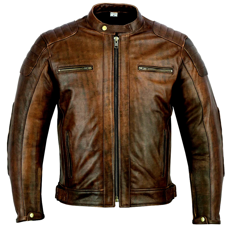 Men’s Genuine Leather Motorcycle Jacket CE Armoured Biker Riding Protecting CRT