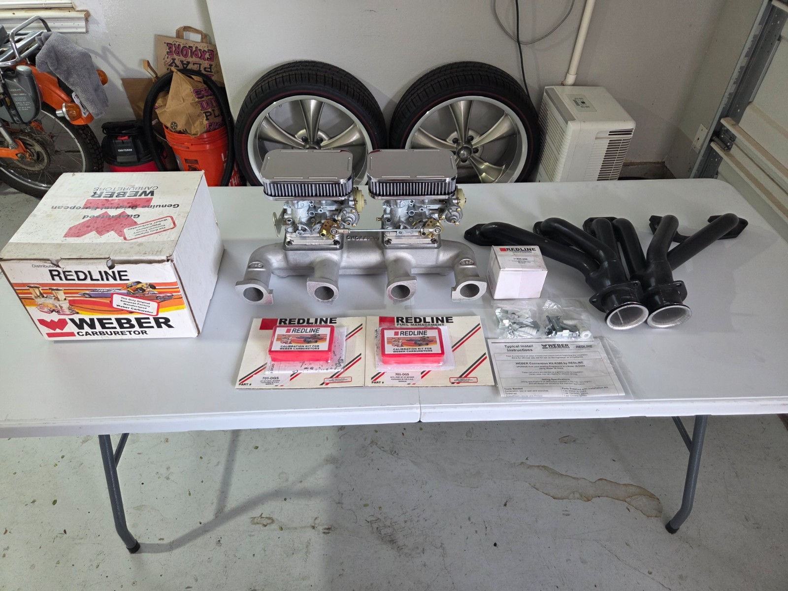 Clifford 6=8 Performance Ford 215/223/262 Dual weber system intake W/Headers.