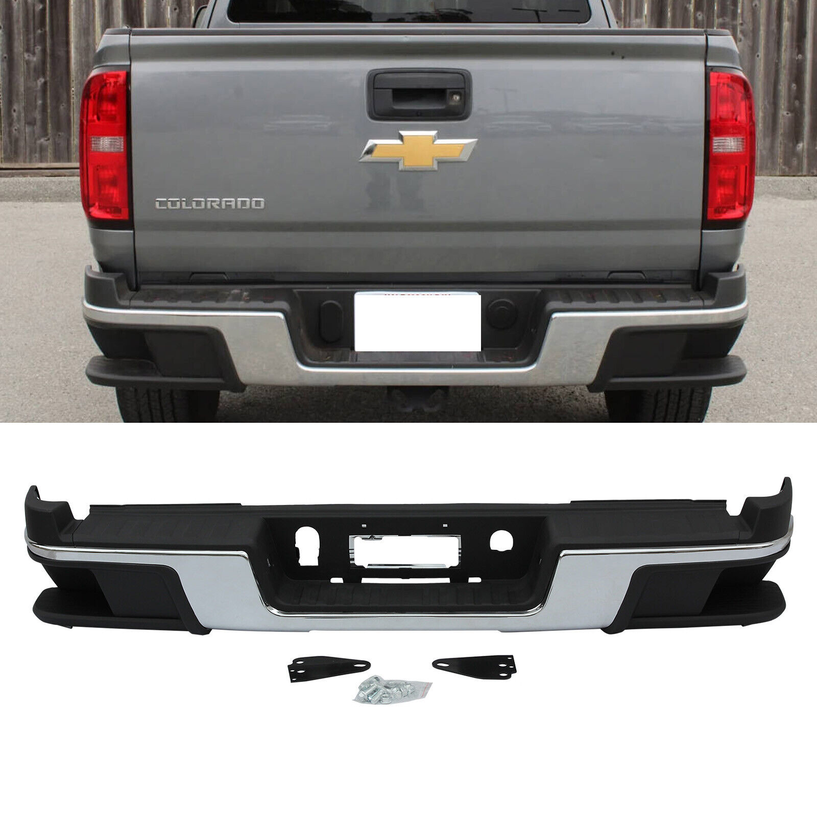 Complete Chrome Rear Bumper Assembly For 2015-2022 Chevrolet Colorado GMC Canyon