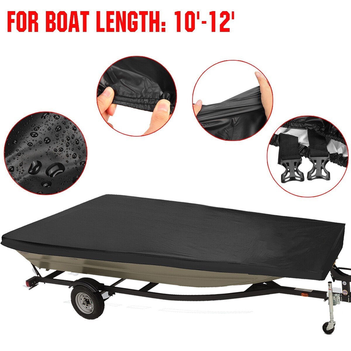10ft/10-12ft/12-14ft/14-16ft Heavy Duty For Jon Boat Cover Protection Waterproof