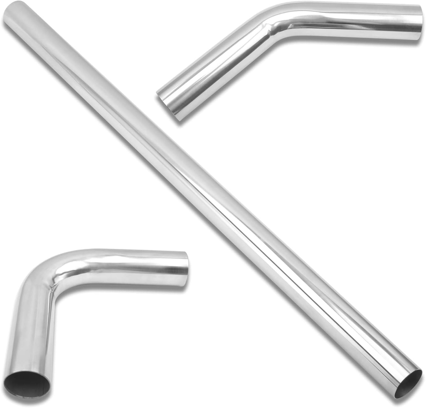 2.5 Inch T304 Stainless Steel Exhaust Pipe - 40\'\' Straight & Bend Kit