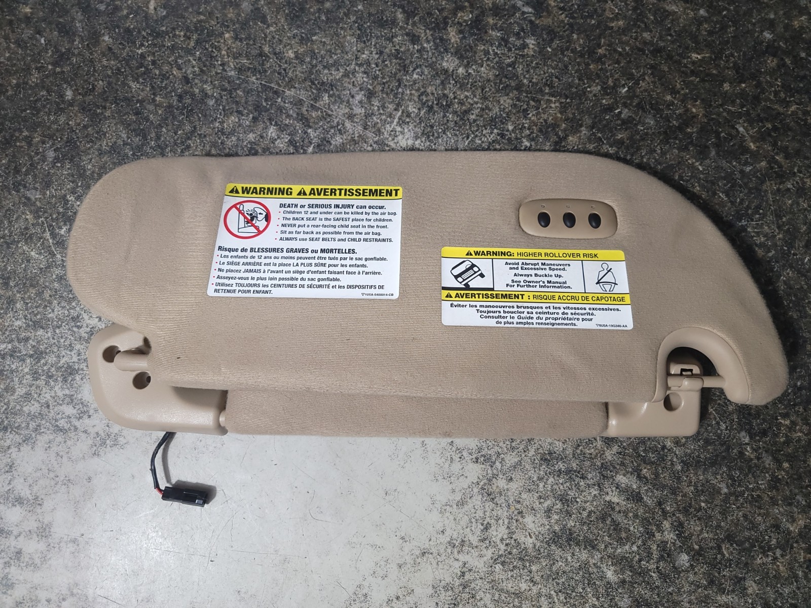 07-14 Ford Expedition Left Driver Sun Visor Shade Lighted Homelink Tan Used OEM