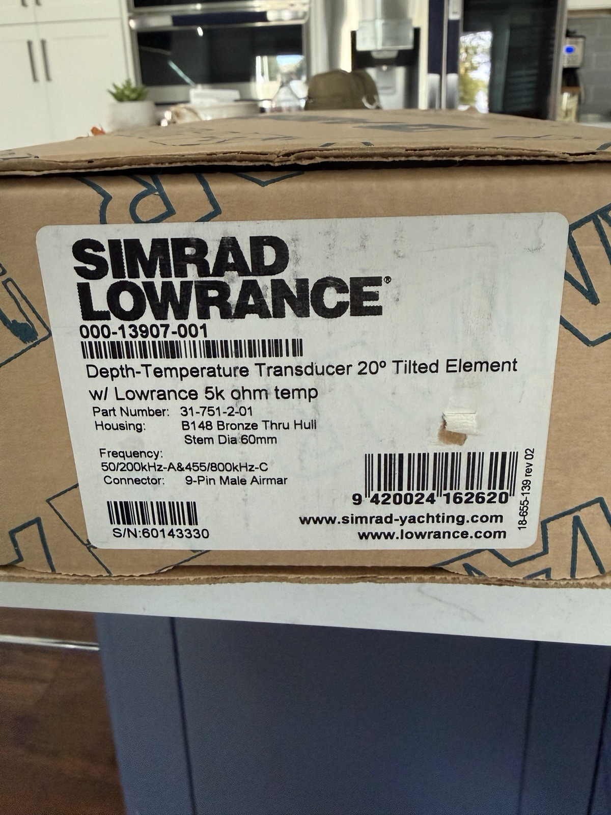 Simrad Lowrance Thru Hull Transducer. Never Used.