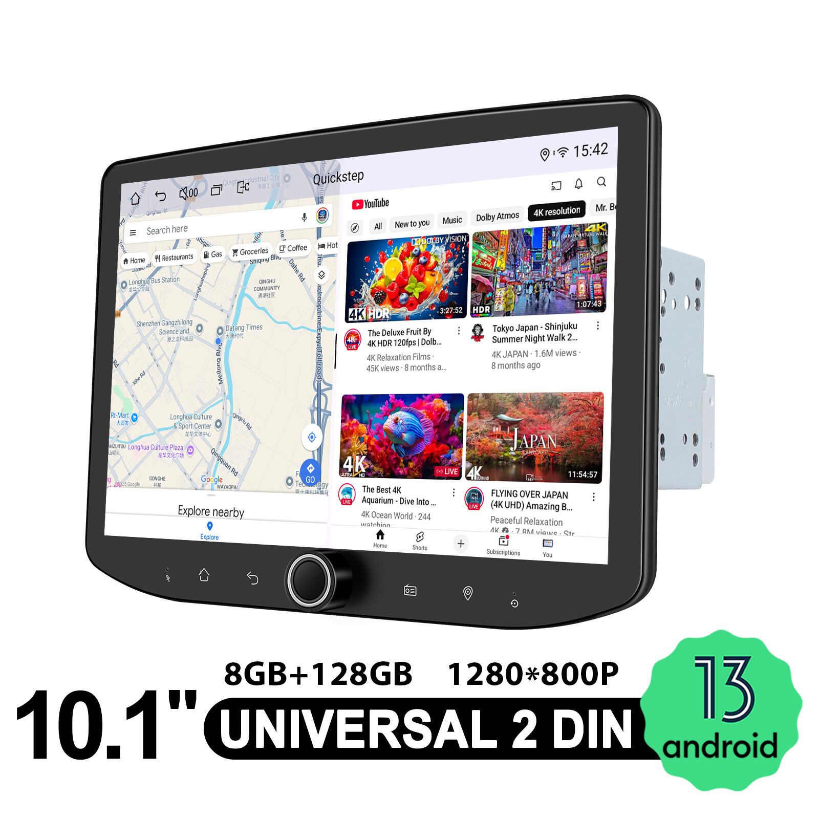 JOYING Double Din 10.1” Touchscreen GPS Navigation Android 13 Car Stereo 8+128GB