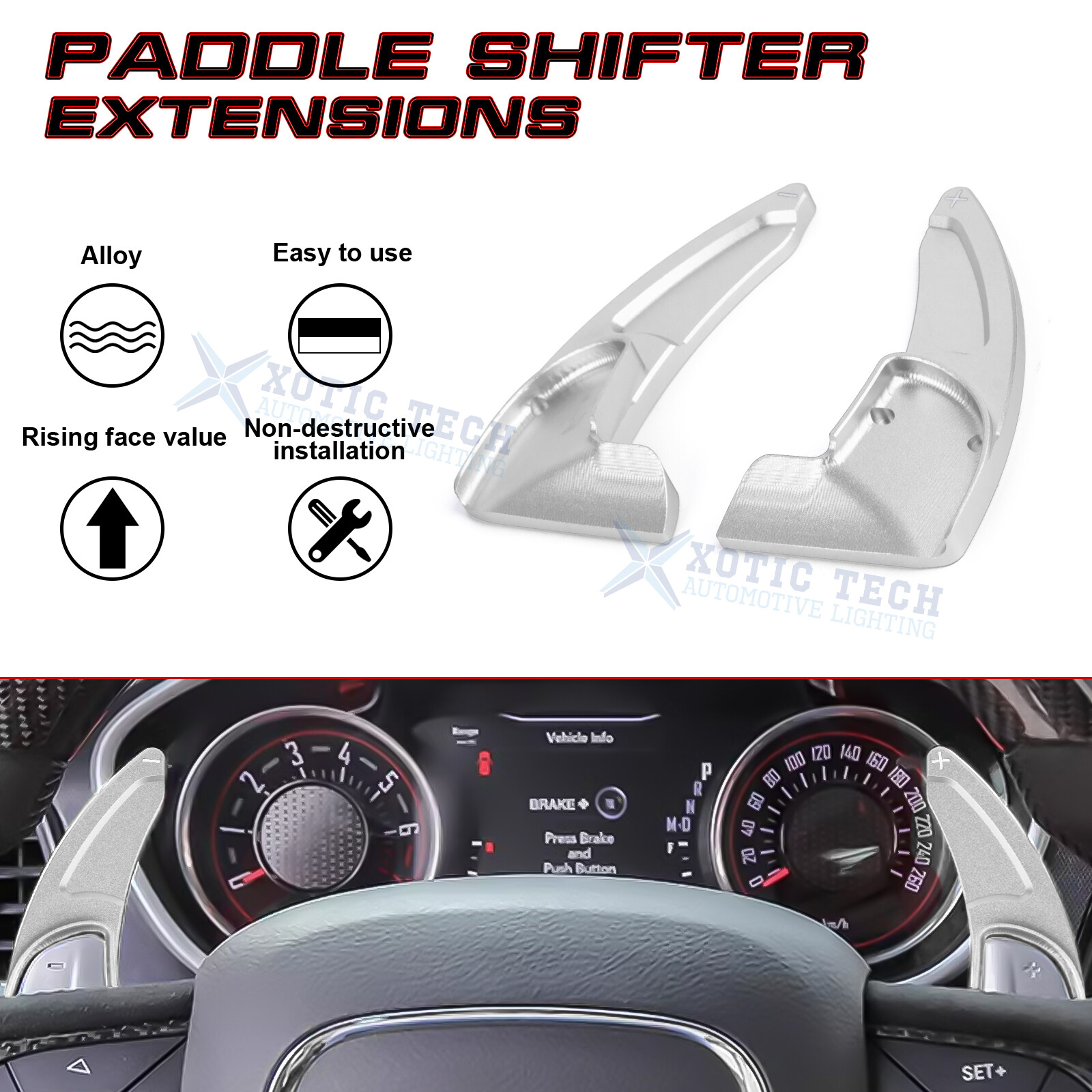 Steering Wheel Shift Paddle Extended Shifter Trim for Dodge Challenger Charger