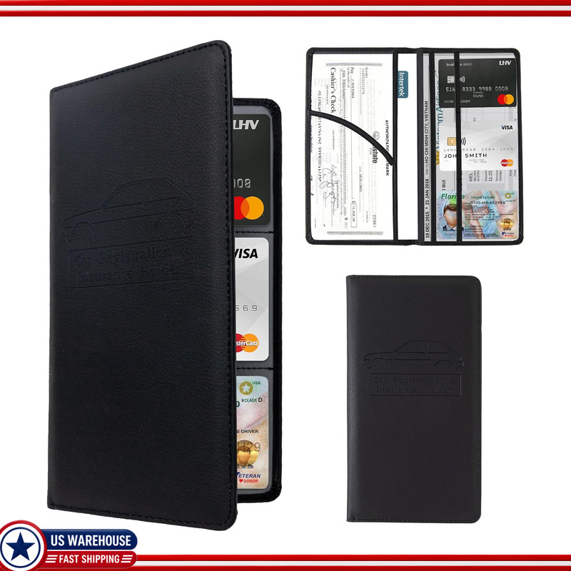 Car Registration and Insurance Card Holder Women and Men, BlackColor: black Car Registration and Insurance Card Holder Women and Men, BlackColor: black