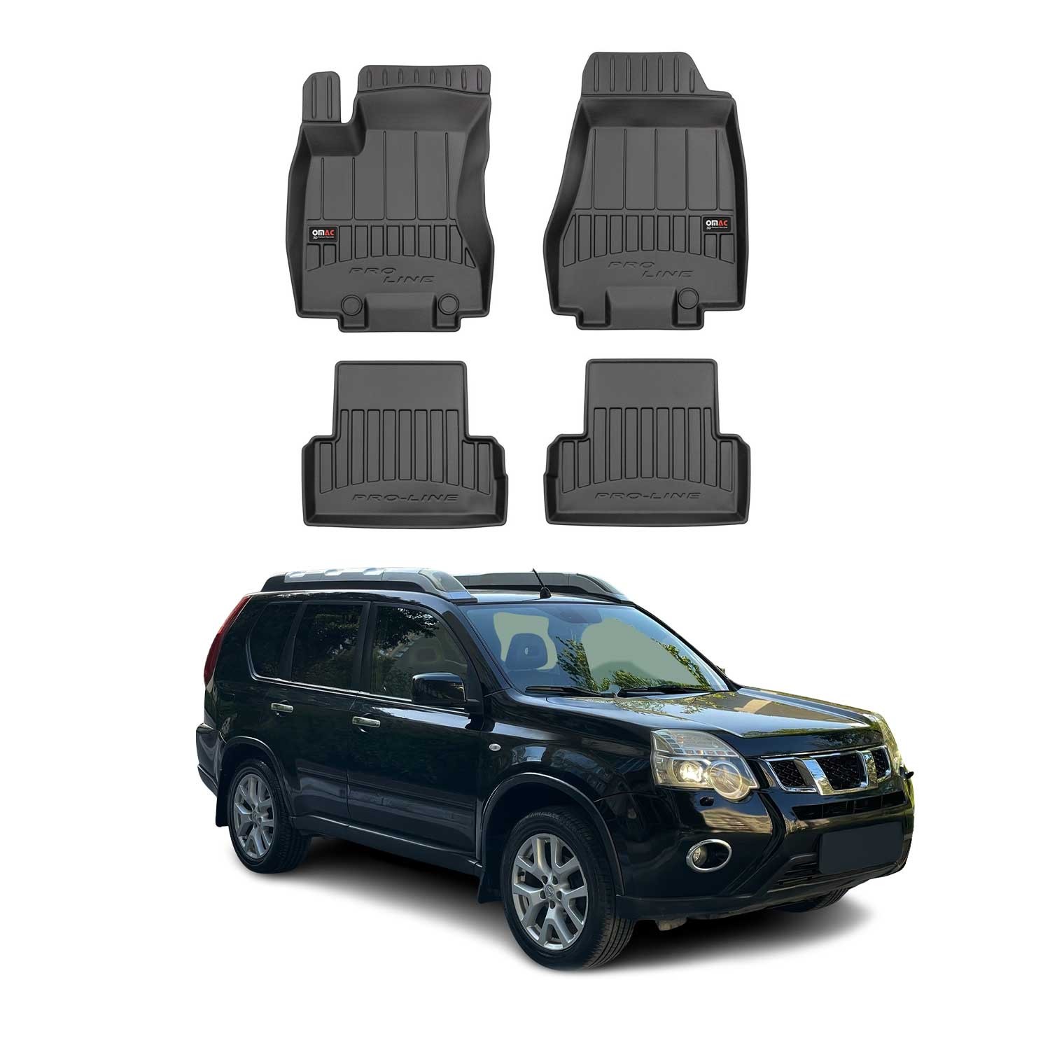 OMAC Premium Floor Mats for  for Nissan Rogue 2008-2013  TPE Rubber Black 4Pcs