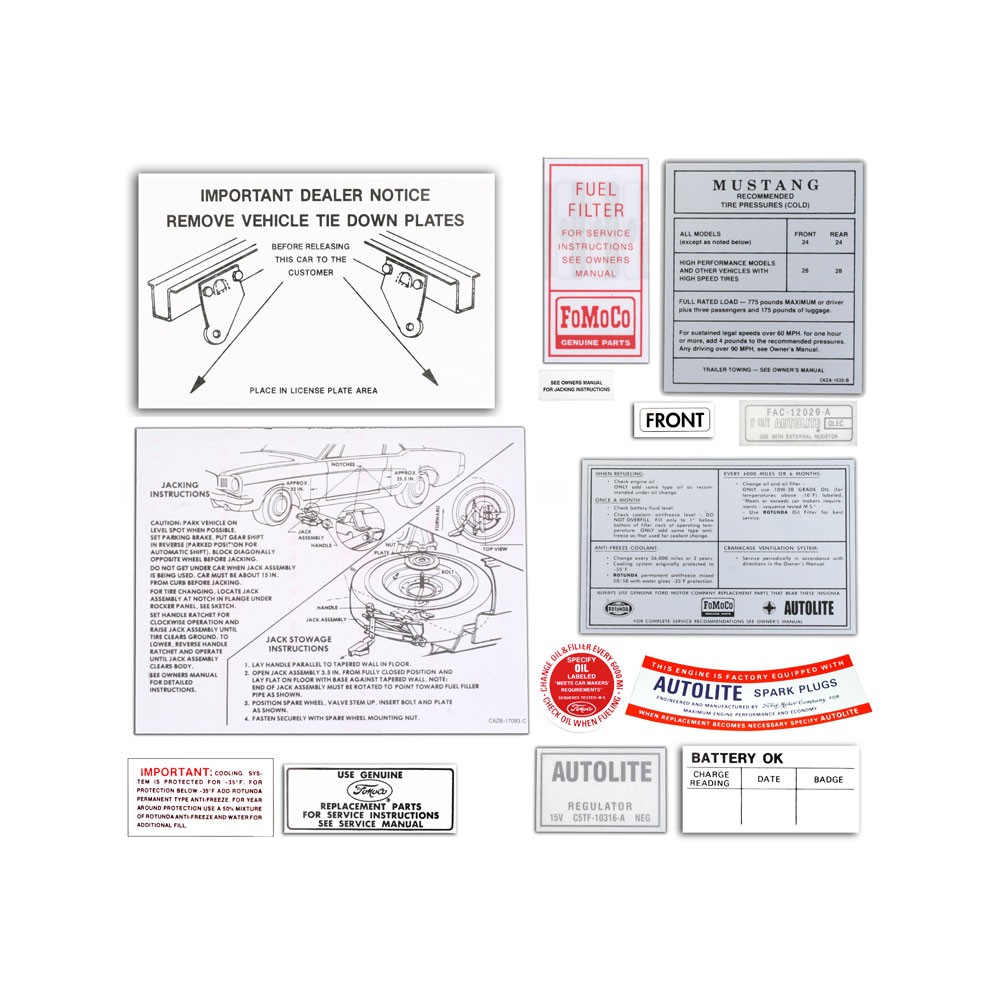 Jim Osborn Reproductions Decal Kit 14-Piece Mustang 1965