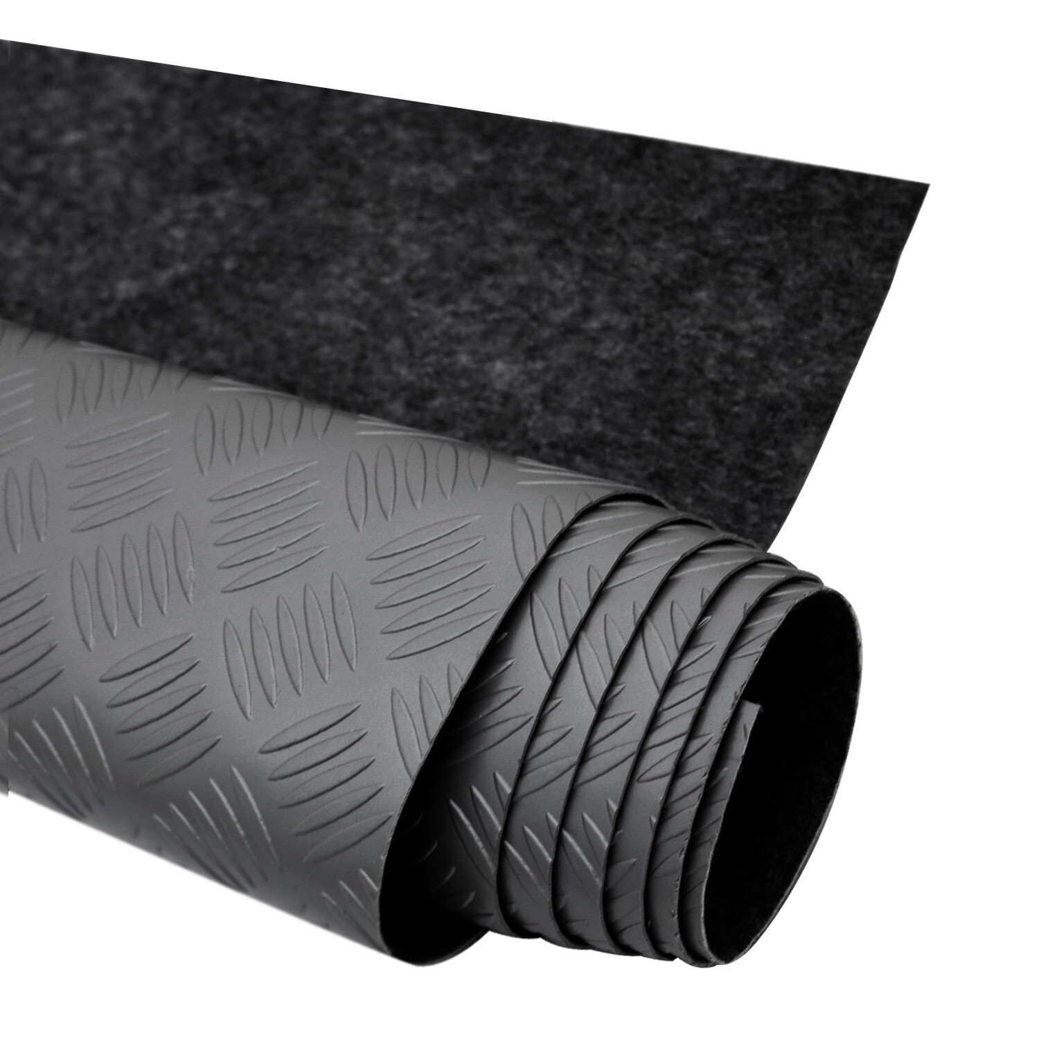 Rubber Truck Bed Liner Trunk Mat Floor Liner Alu. Look Chequered Black 118