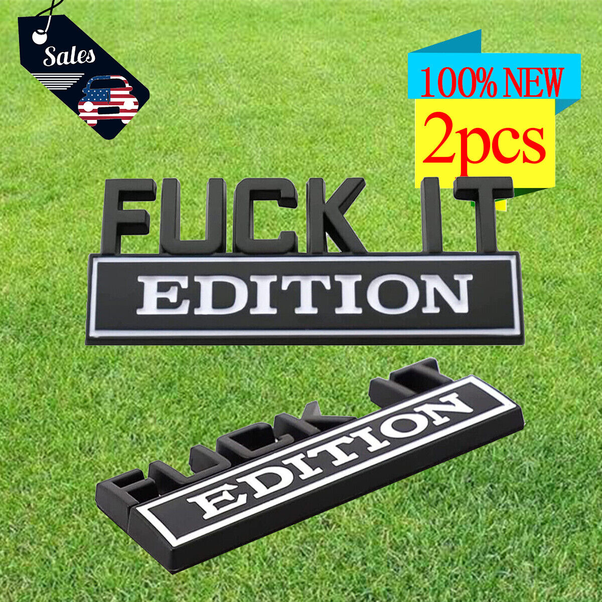 Fuck-IT Edition 3D Emblem Badge Decals for Universal Car Truck (Black White) 2PC