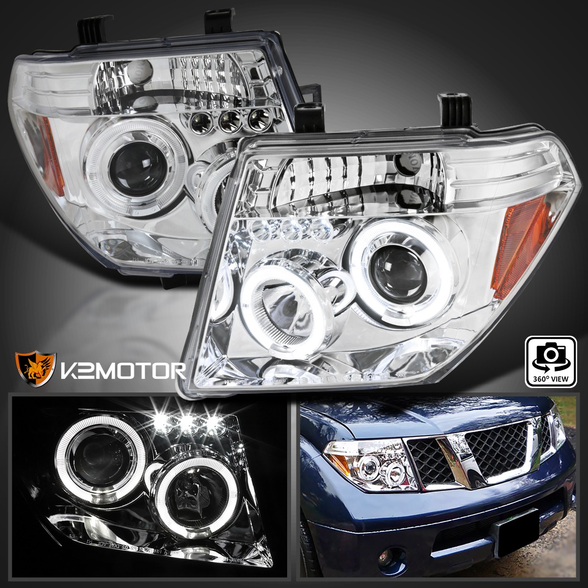 Fits 2005-2008 Frontier 2005-2007 Pathfinder LED Halo Projector Headlights Lamps Fits 2005-2008 Frontier 2005-2007 Pathfinder LED Halo Projector Headlights Lamps