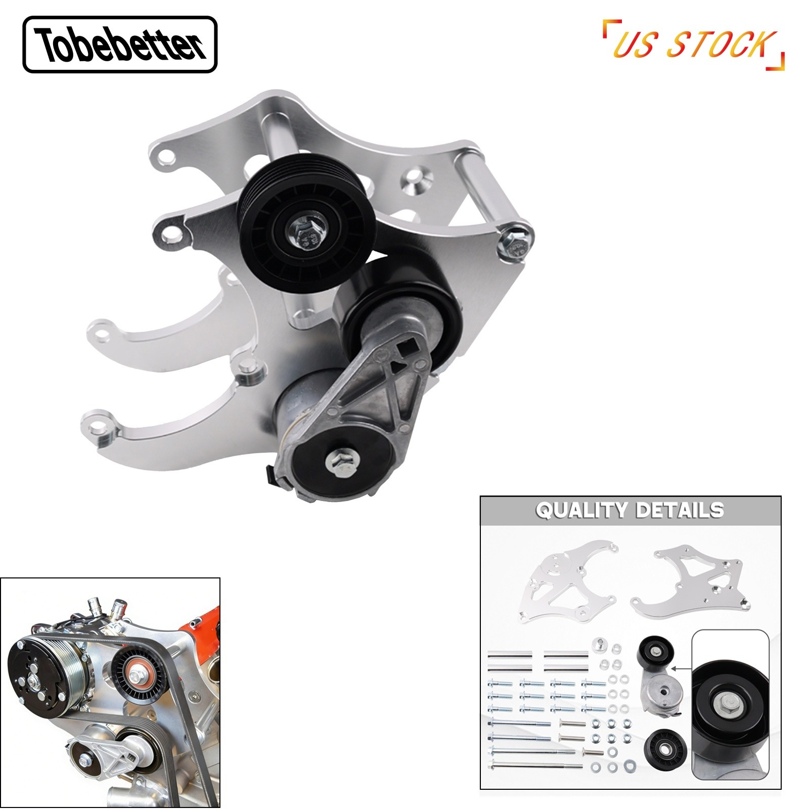 Billet 508 AC Compressor Bracket Kit 551474-3 Swap Mount For LS Truck Sanden LS1