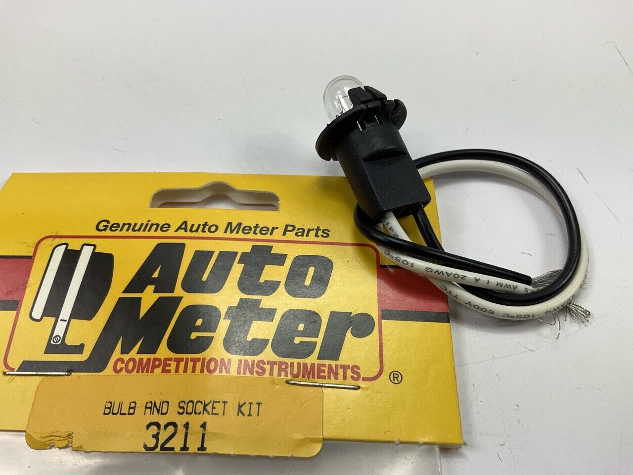 Auto Meter 3211 Replacement Gauge Light Bulb & Socket, T3 #168 Wedge, Snap-in