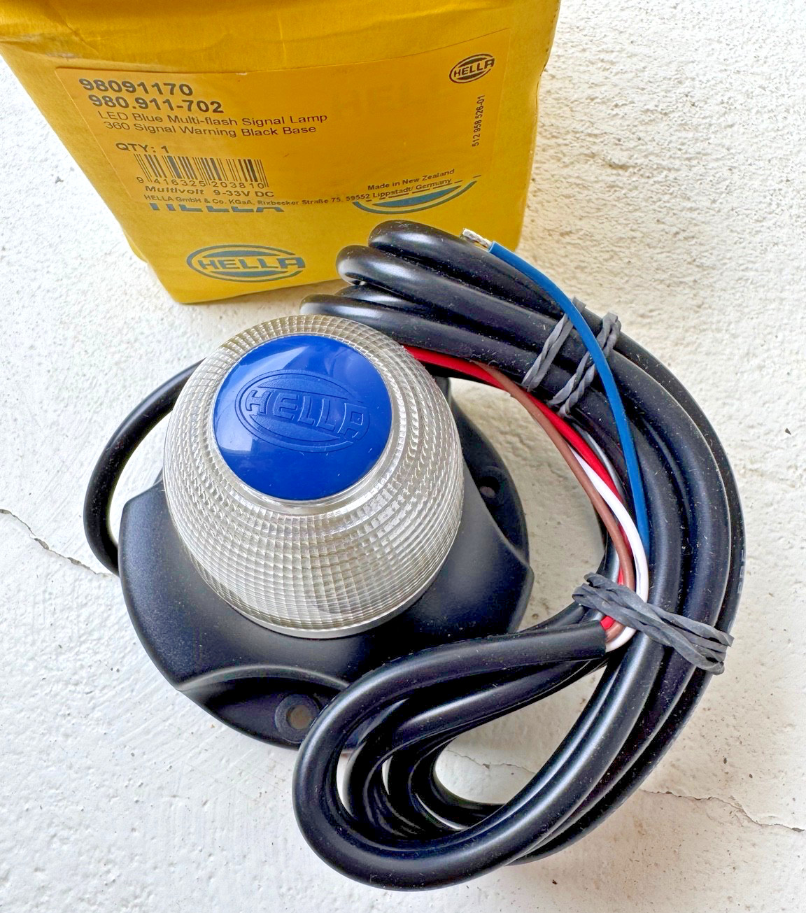 HELLA 98091170 2XD 980 911-702 Blue LED 360 Multi-Flash Signal Lamp NOS