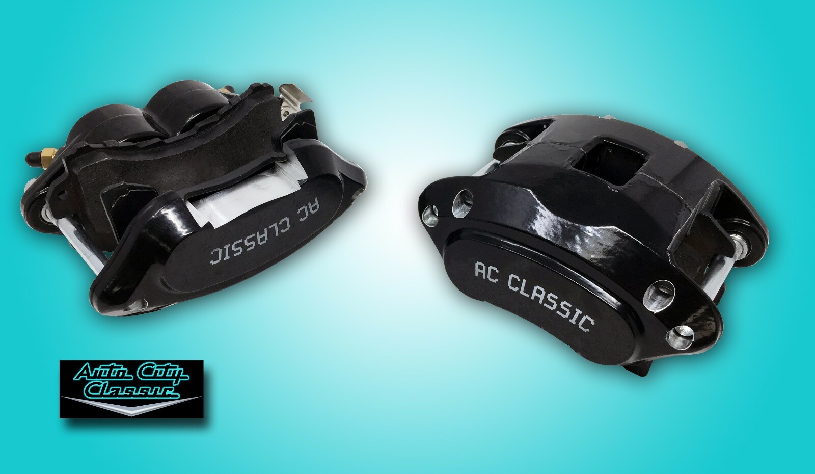 GM metric front disc brake calipers dual twin piston md154 pads black 