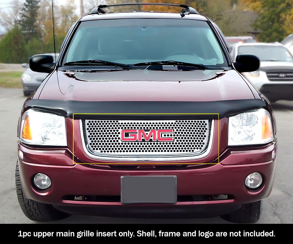 Fits 2001-2009 GMC Envoy Main Polished Stainless Round Holes Sheet Grille Insert Fits 2001-2009 GMC Envoy Main Polished Stainless Round Holes Sheet Grille Insert