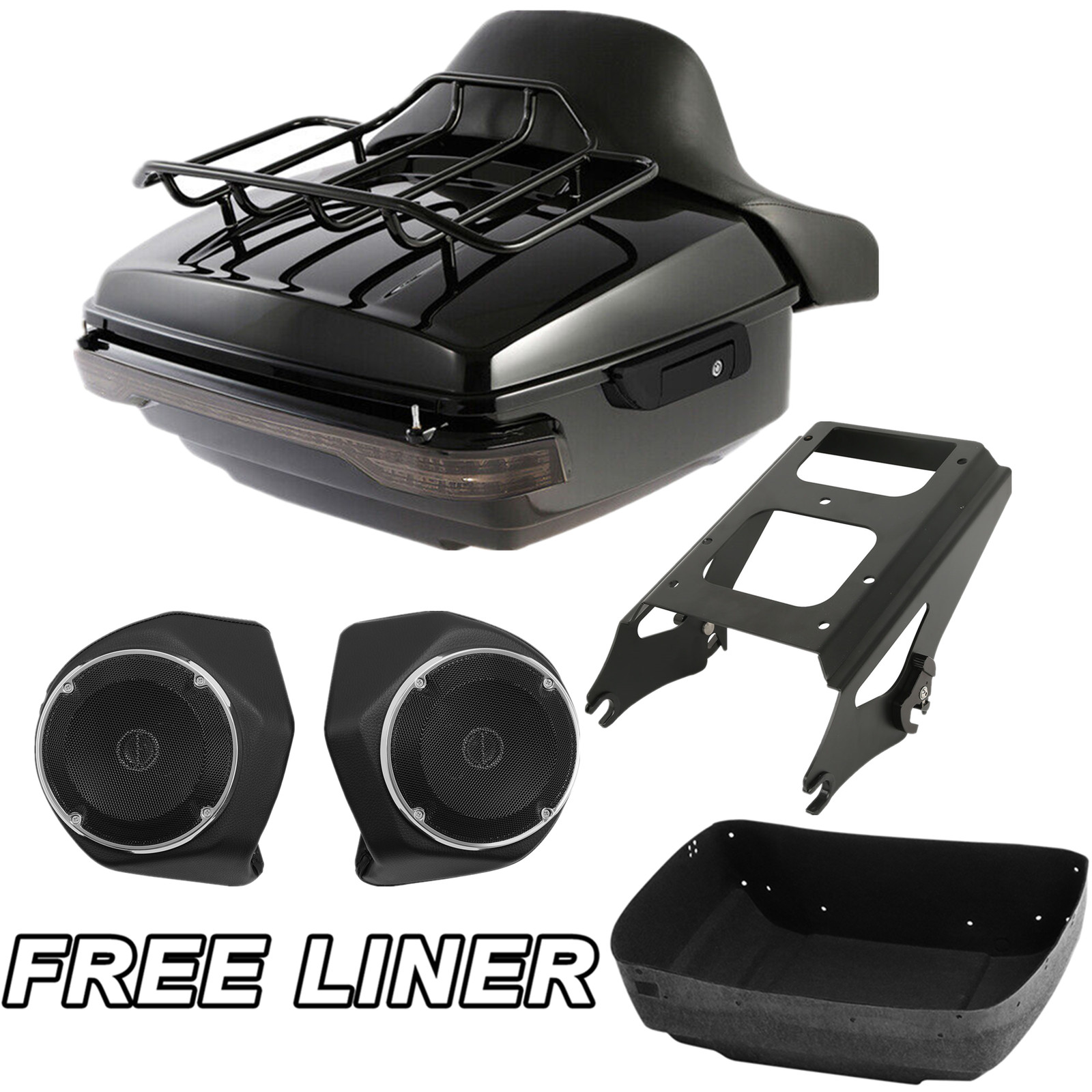 King Trunk Pad Mount Rack Light Speakers For Harley Street Glide 2009-13 12