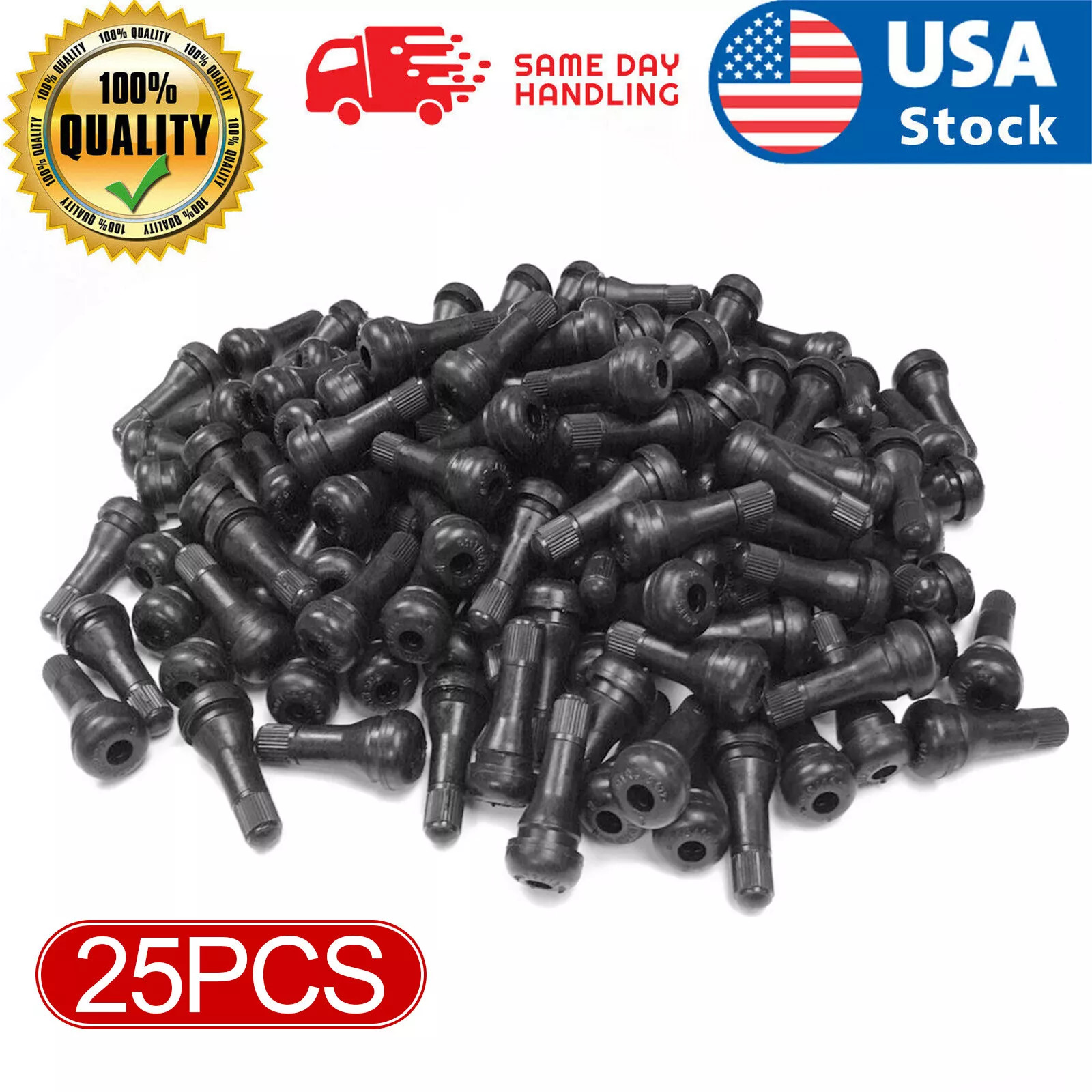 25pcs Tire VALVE STEMS TR 413 Snap-In Car Auto Short Rubber Tubeless Tyre Black 25pcs Tire VALVE STEMS TR 413 Snap-In Car Auto Short Rubber Tubeless Tyre Black