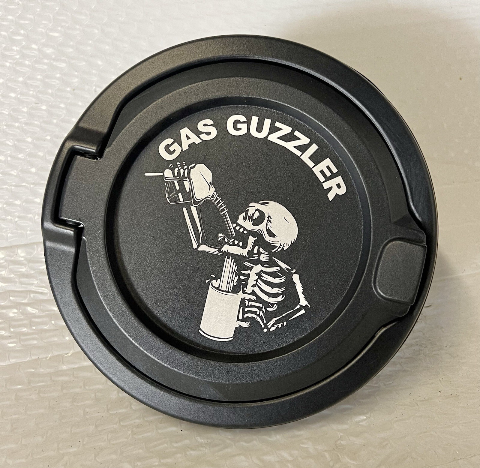 Engraved Gas Guzzler Skeleton Gas Cap Cover- Non-Locking ABS Aluminum Alloy