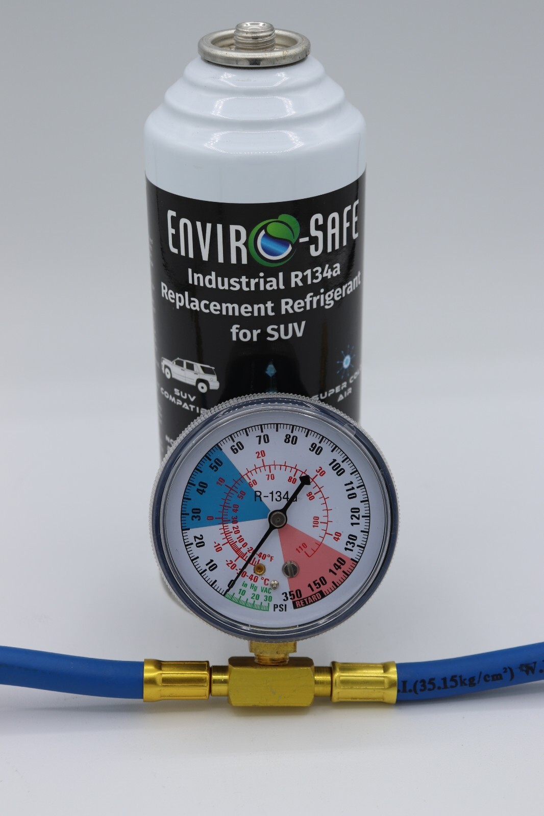 Envirosafe SUV AC R134a Replacement Refrigerant with Brass Gauge Envirosafe SUV AC R134a Replacement Refrigerant with Brass Gauge