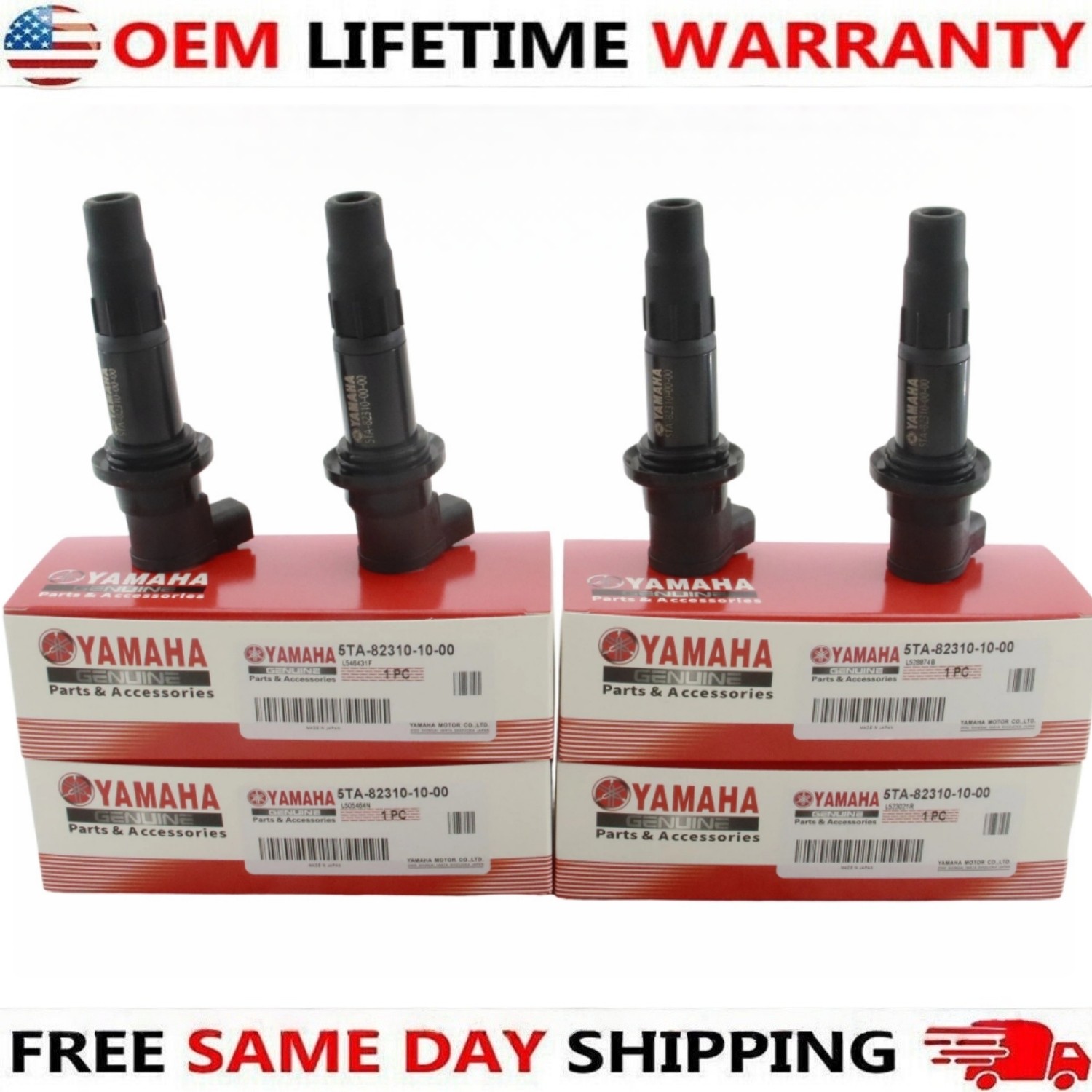 OEM 5TA-82310-10-00 4Pcs Ignition Coils For 04-09 Yamaha YFZ450X YFZ450