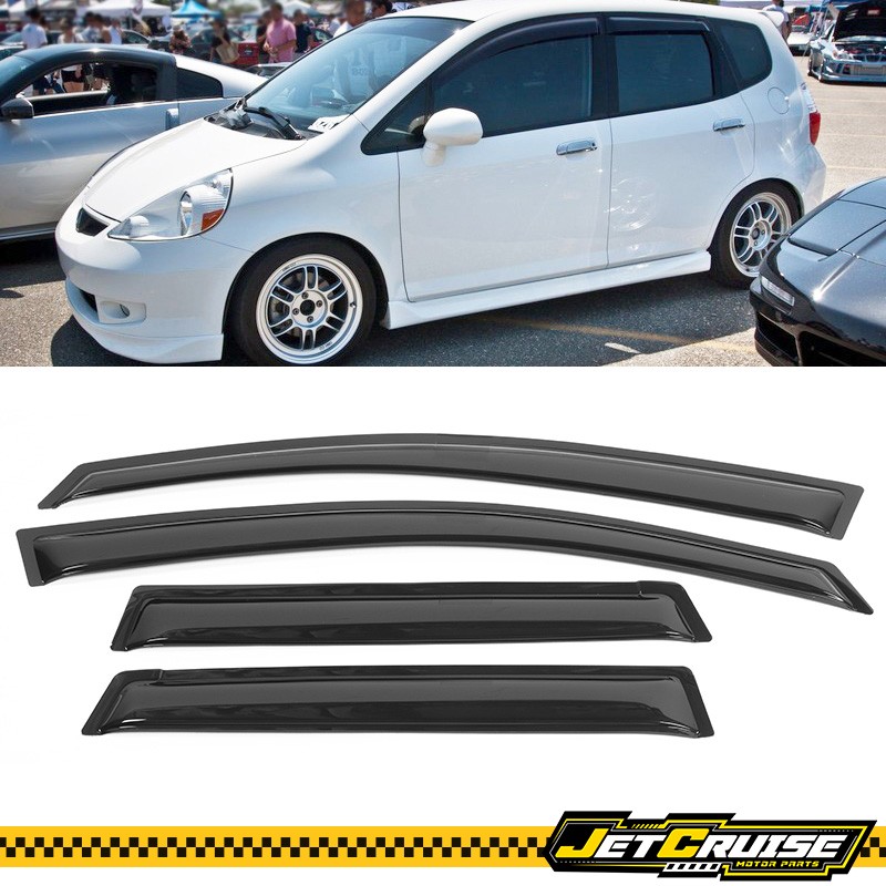 Fits 07-08 Honda Fit GD3 Acrylic Window Visors Rain Sun Guard Deflector 4Pcs Set