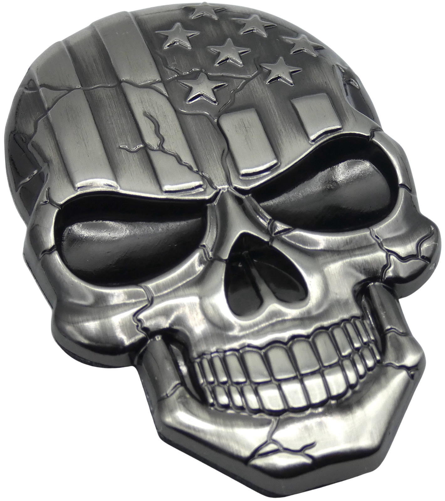 3D Metal US Flag Skull Decal Emblem Motorcycle, Auto, Truck Zinc Metallic Bronze
