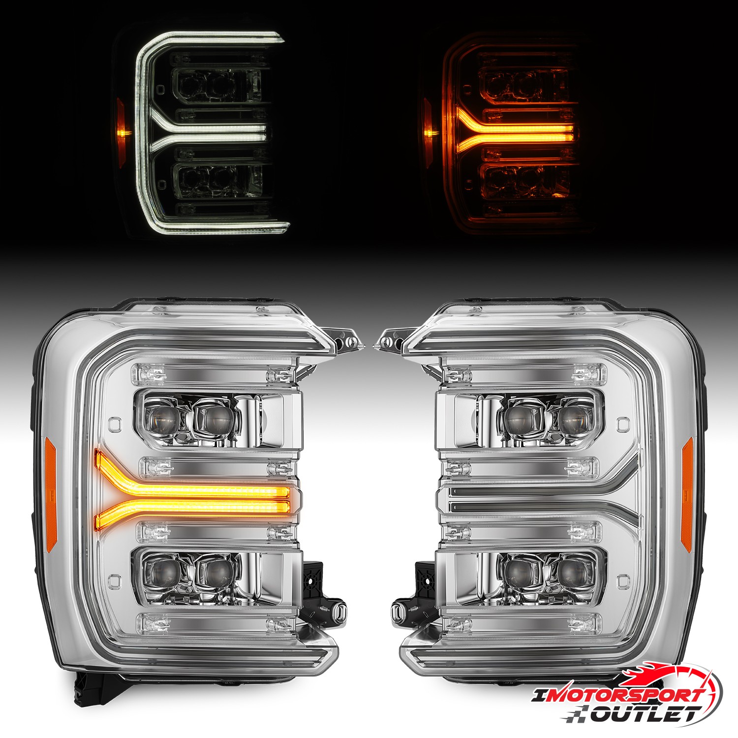 Fit 23-26 Ford Super Duty NOVA-Series LED Projector Headlights Chrome