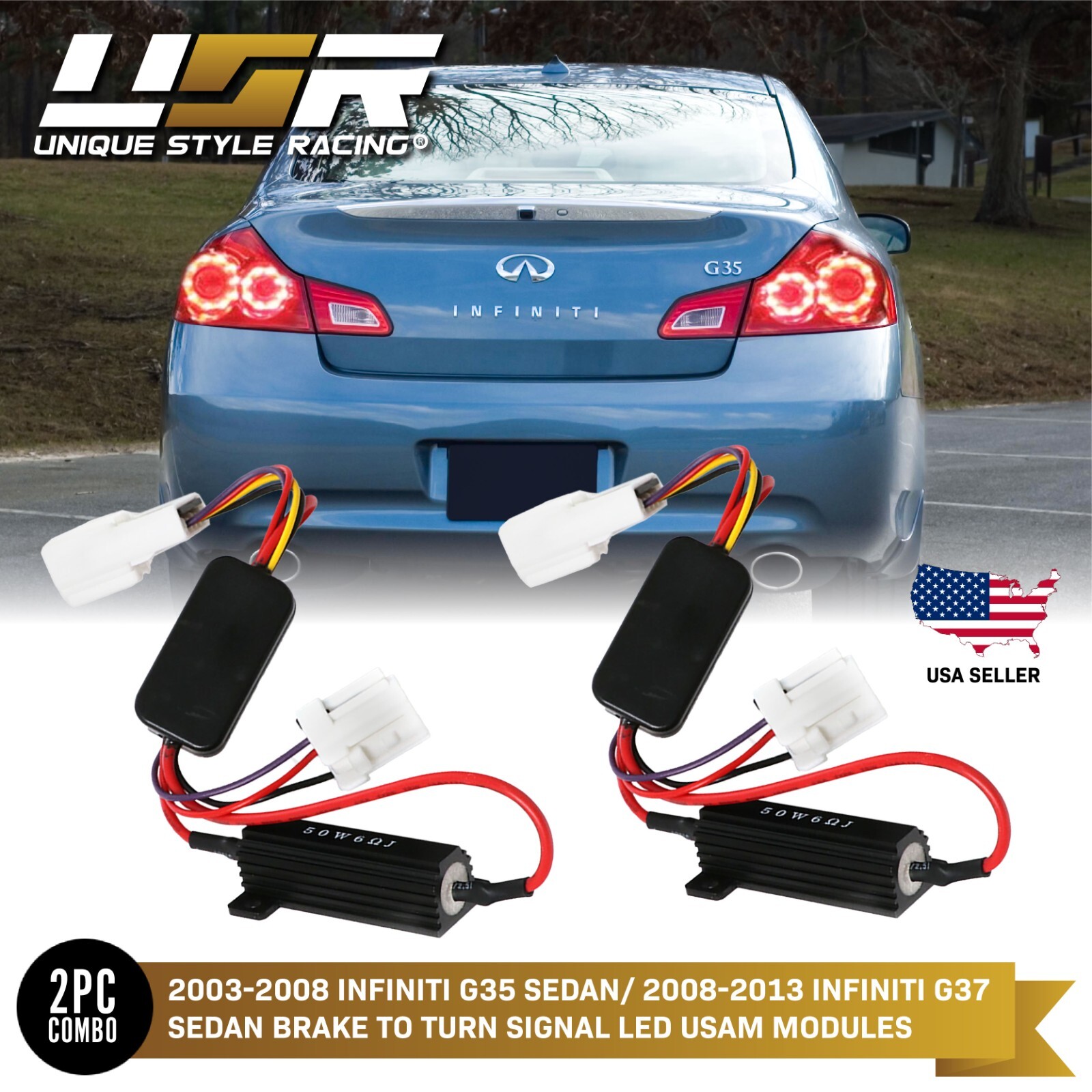 Turn OE Tail Light LED to Turn Signal Module Pair For 03-13 Infiniti G35 G37 4D