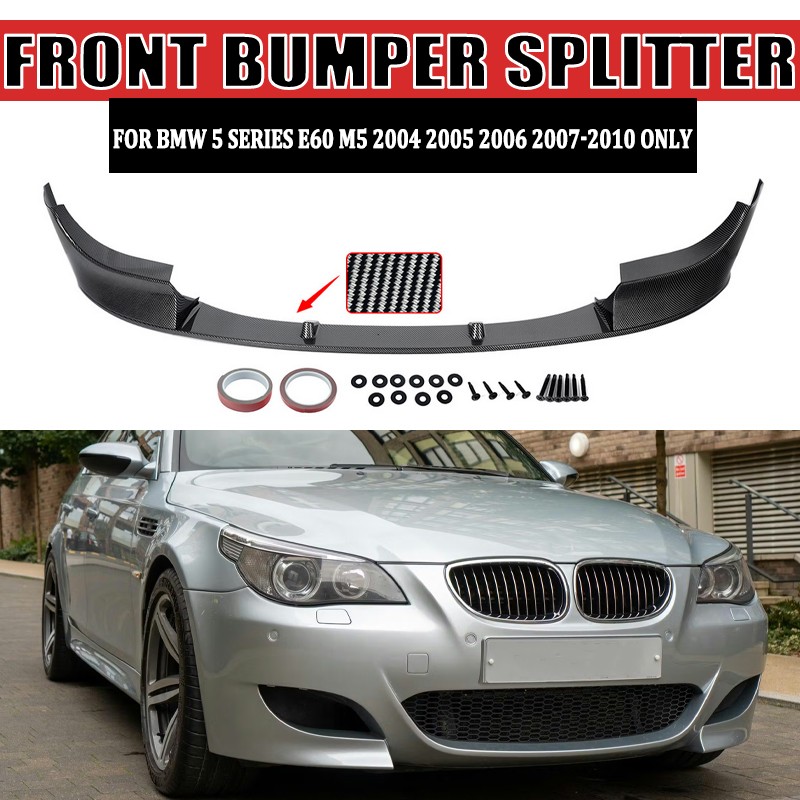 3x Carbon Look Front Spoiler Lip Splitter For BMW 5 Series E60 E61 M5 2005-2010