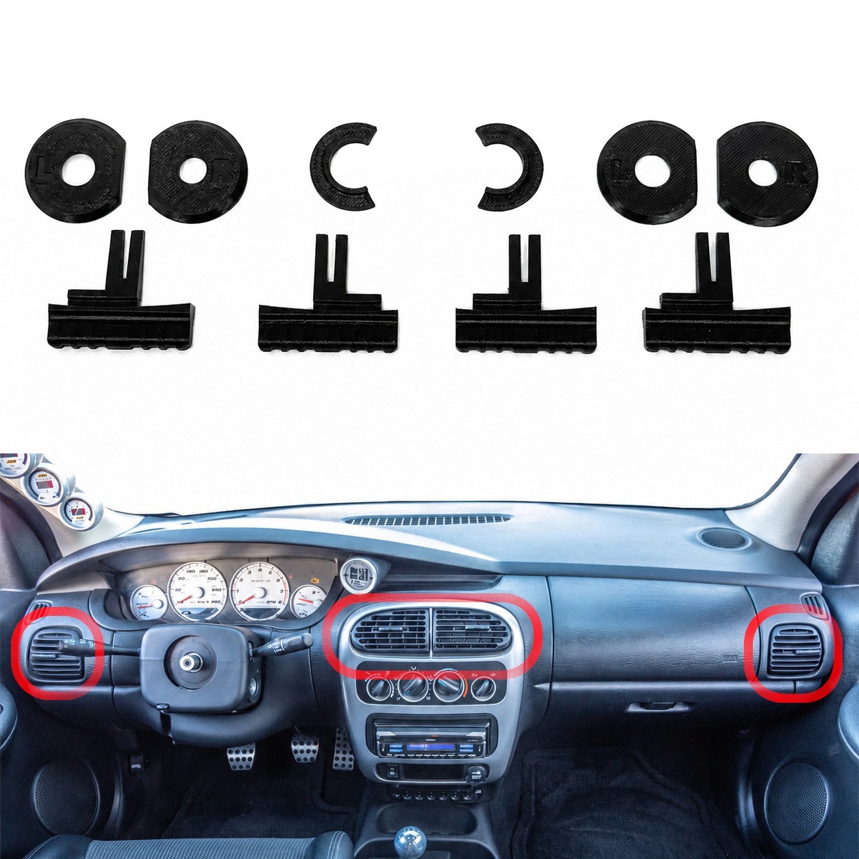 Climate Vent Repair Kit for SRT4 Dodge Neon 2000-2005 shims floppy vents Climate Vent Repair Kit for SRT4 Dodge Neon 2000-2005 shims floppy vents