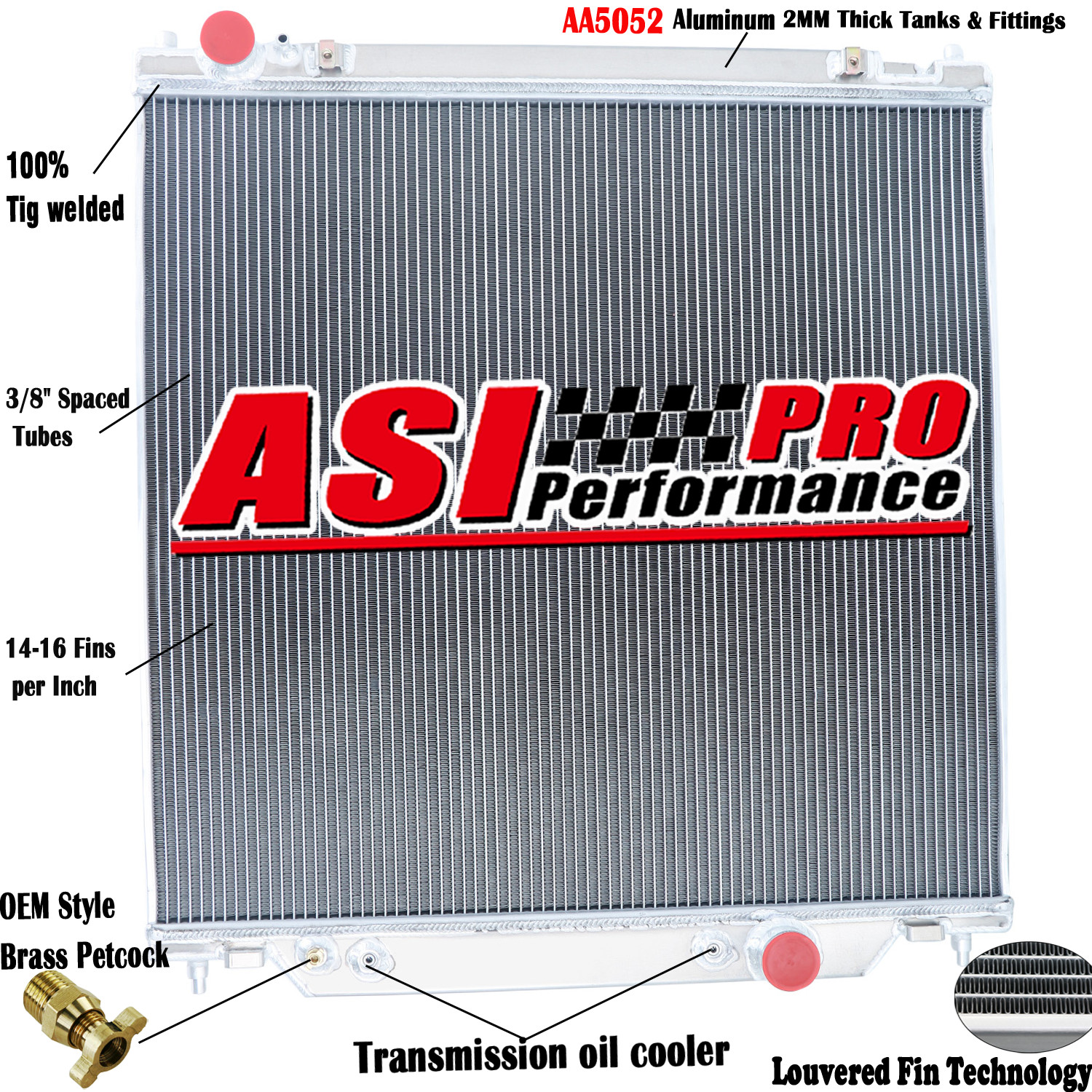ASI 3 Row Aluminum Radiator For 2005-07 Ford F250 F350 F550 Powerstroke 6.0L 6.8