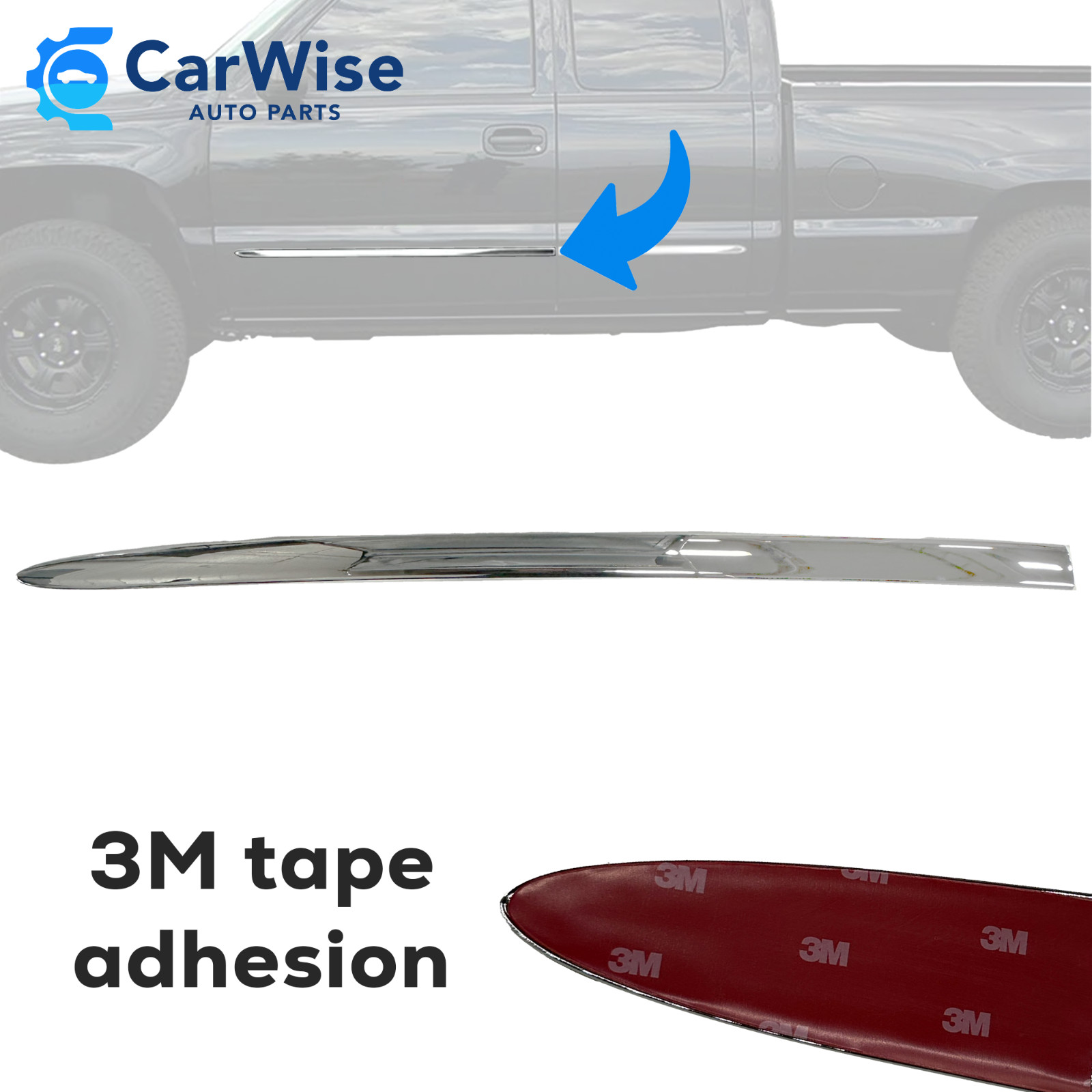 Left or Right Front Door Molding For 1999-2007 GMC Sierra & Chevrolet 15744371