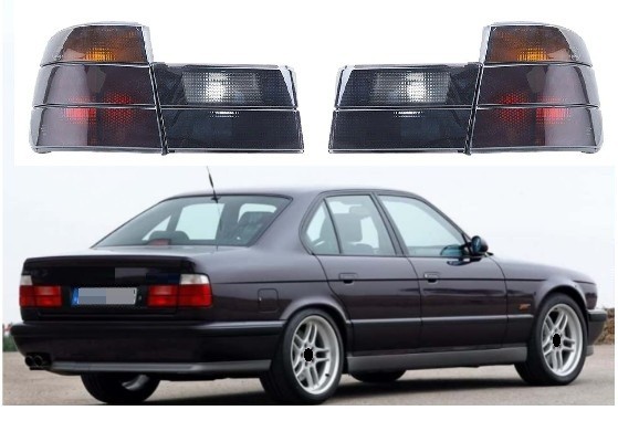 Smoked Crystal Complete Taillight Set (Inner-Outer) Black For 5 Series E34 87-95