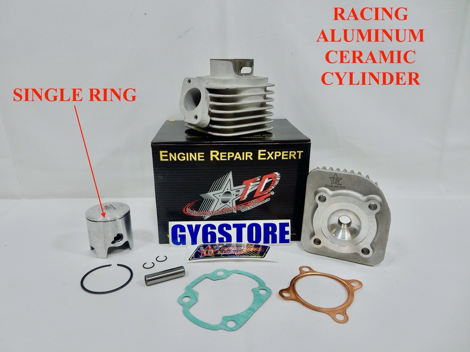 TAIDA (47mm BORE) ALUMINUM CERAMIC RACING CYLINDER BIG BORE KIT (10mm PIN) 