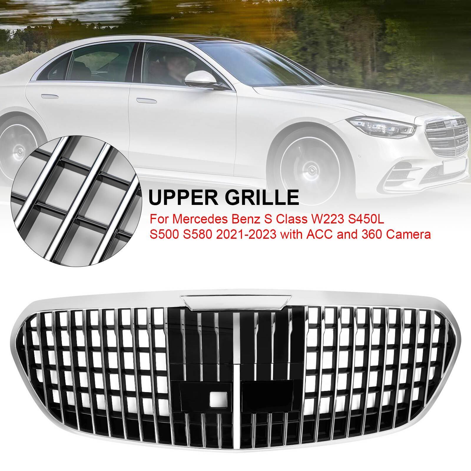 Maybach Style Grille Grill Fits Mercedes Benz S Class W223 S450L S500 S580 2021+