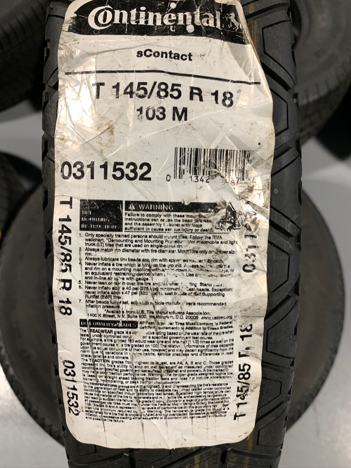 1 New T 145 85 18 Continental sContact Temporary Spare Tire
