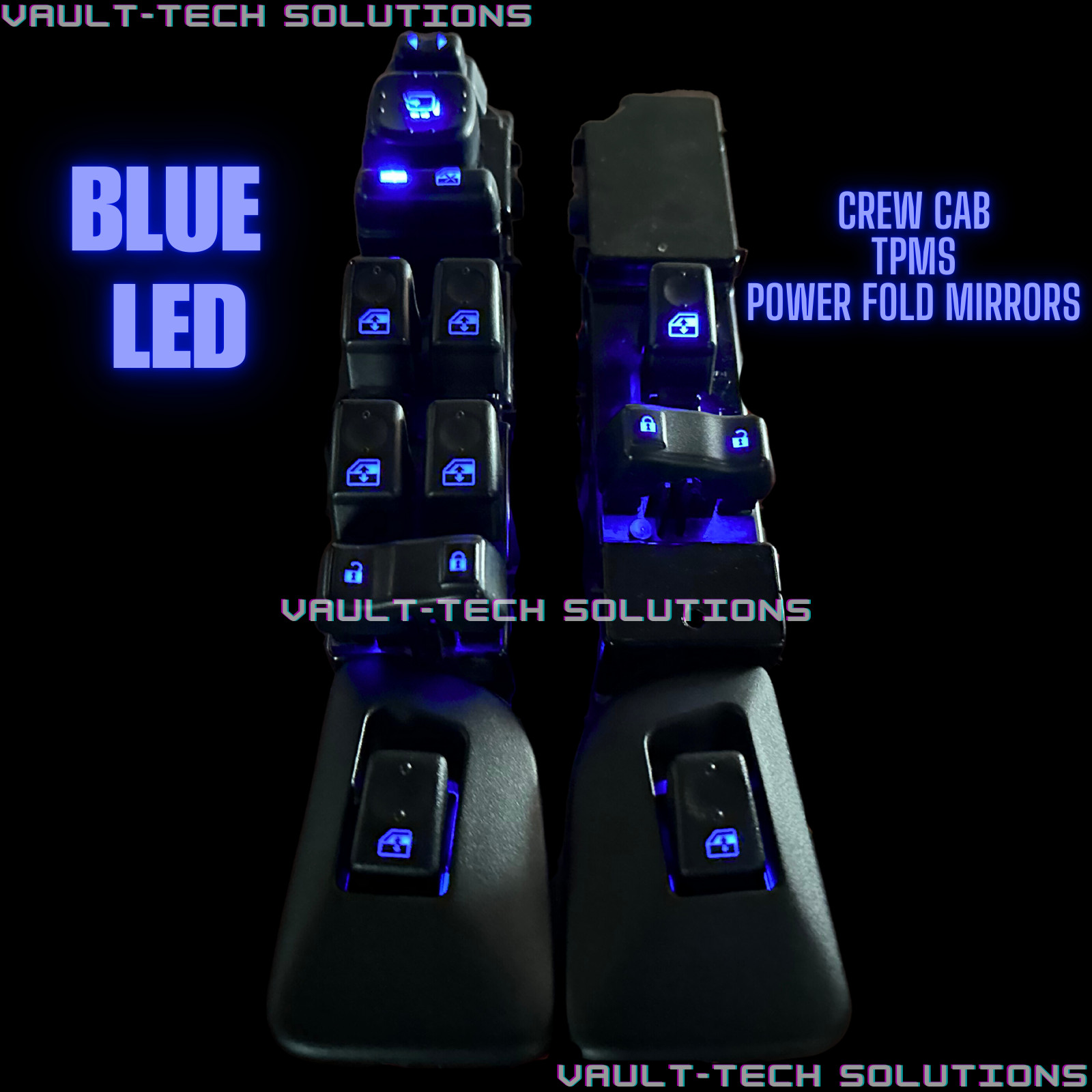 03-06 Silverado Escalade Front & Rear Window Switch Set BLUE LED TPMS Power Fold