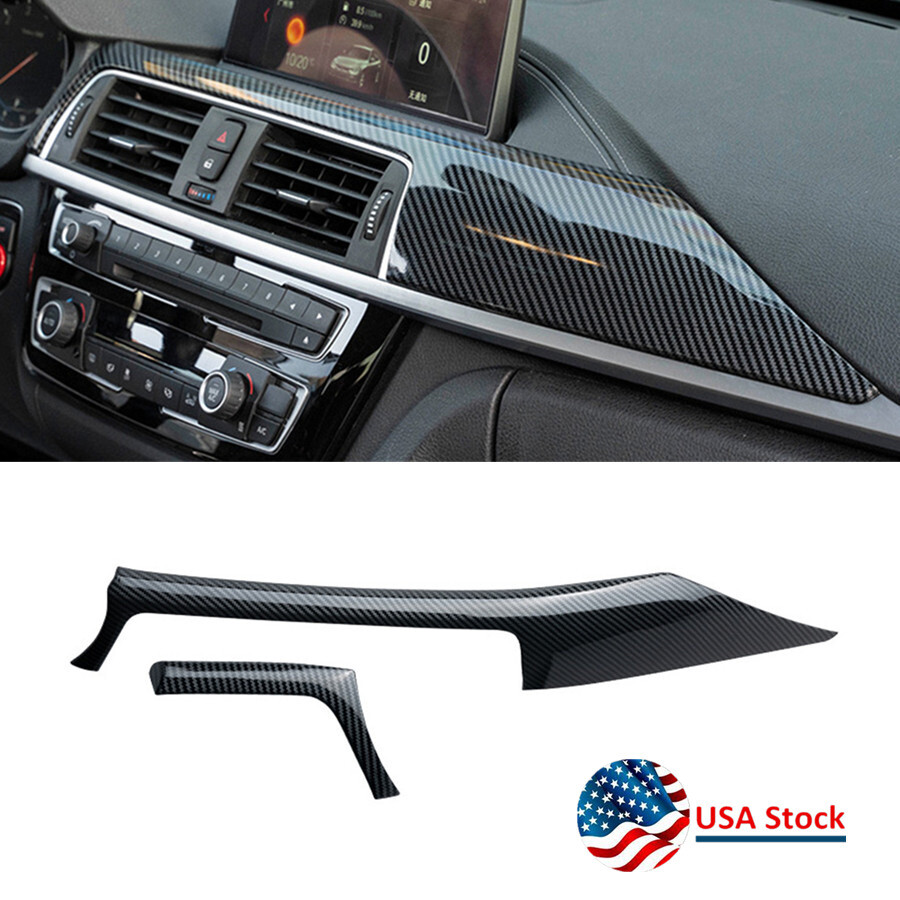 2Pcs Center Dash Panel Trim For BMW 3 Series F30 F31 2012-2018 Carbon Fiber Look