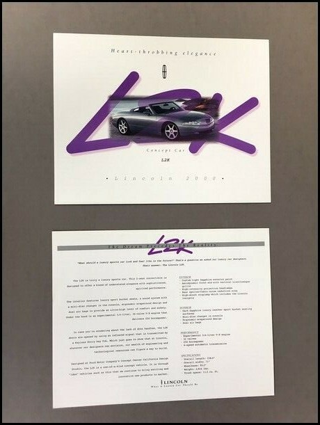 2000 Lincoln L2K Convertible Concept Original 1-page Sales Brochure Card