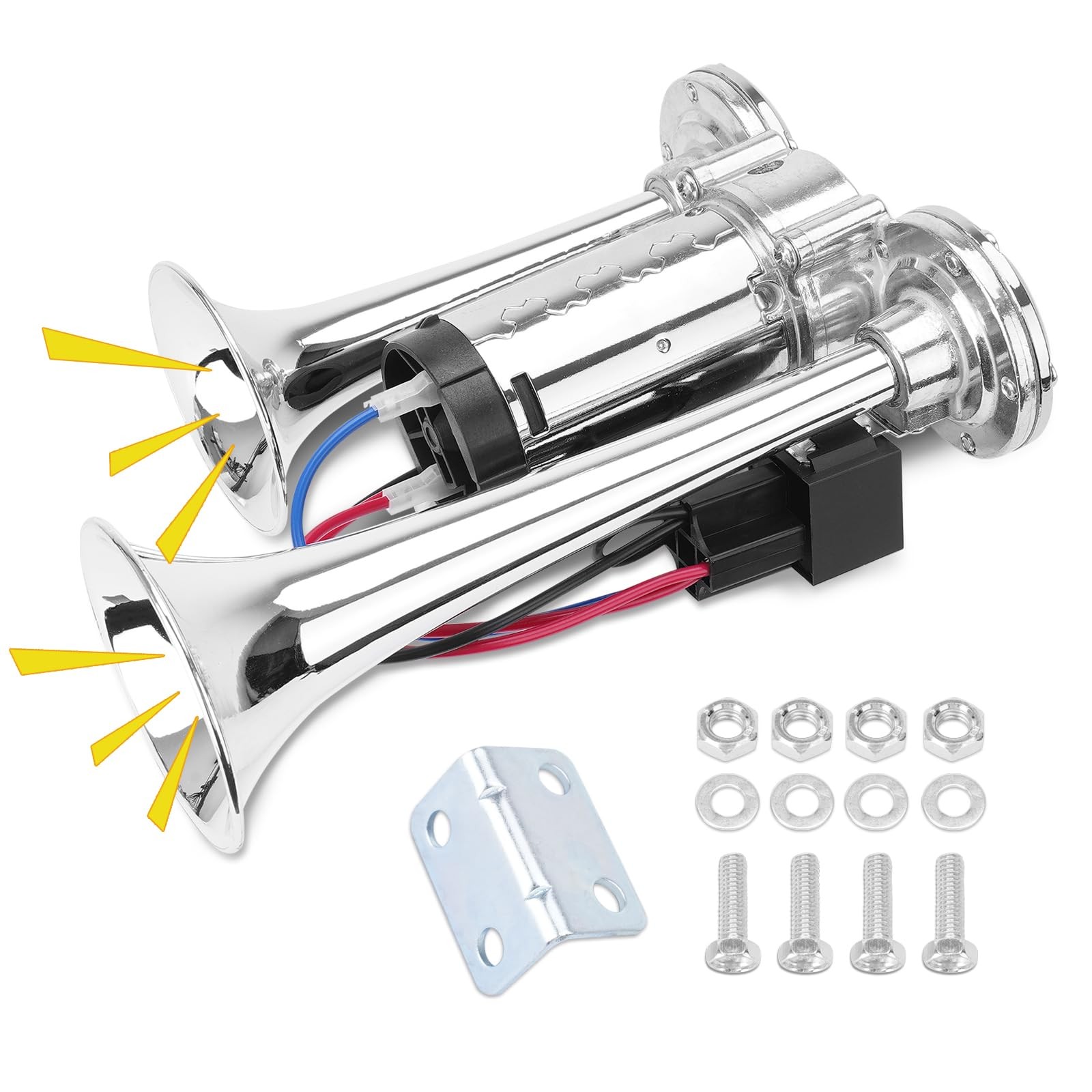 600DB Super Loud Dual Trumpet Air Horn Kit Train Compressor For Truck Boat Car