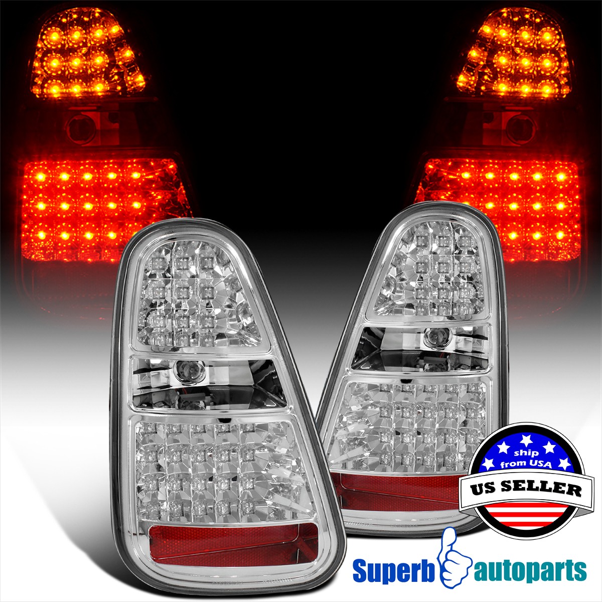 Fits 2005-2006 Mini Cooper S LED Tail Lights Rear Brake Signal 05-06 Pair