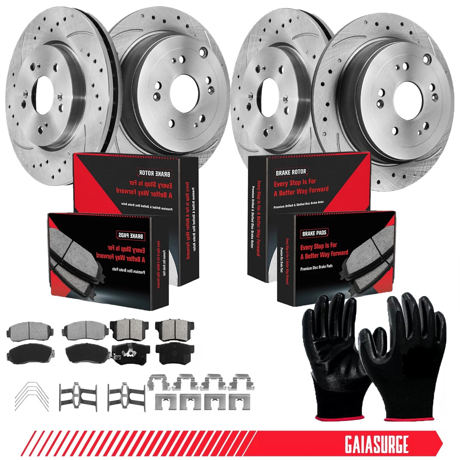 AWD FRONT REAR Drilled Rotors Ceramic Brake Pads for Honda CR-V 2007 - 2015 2016