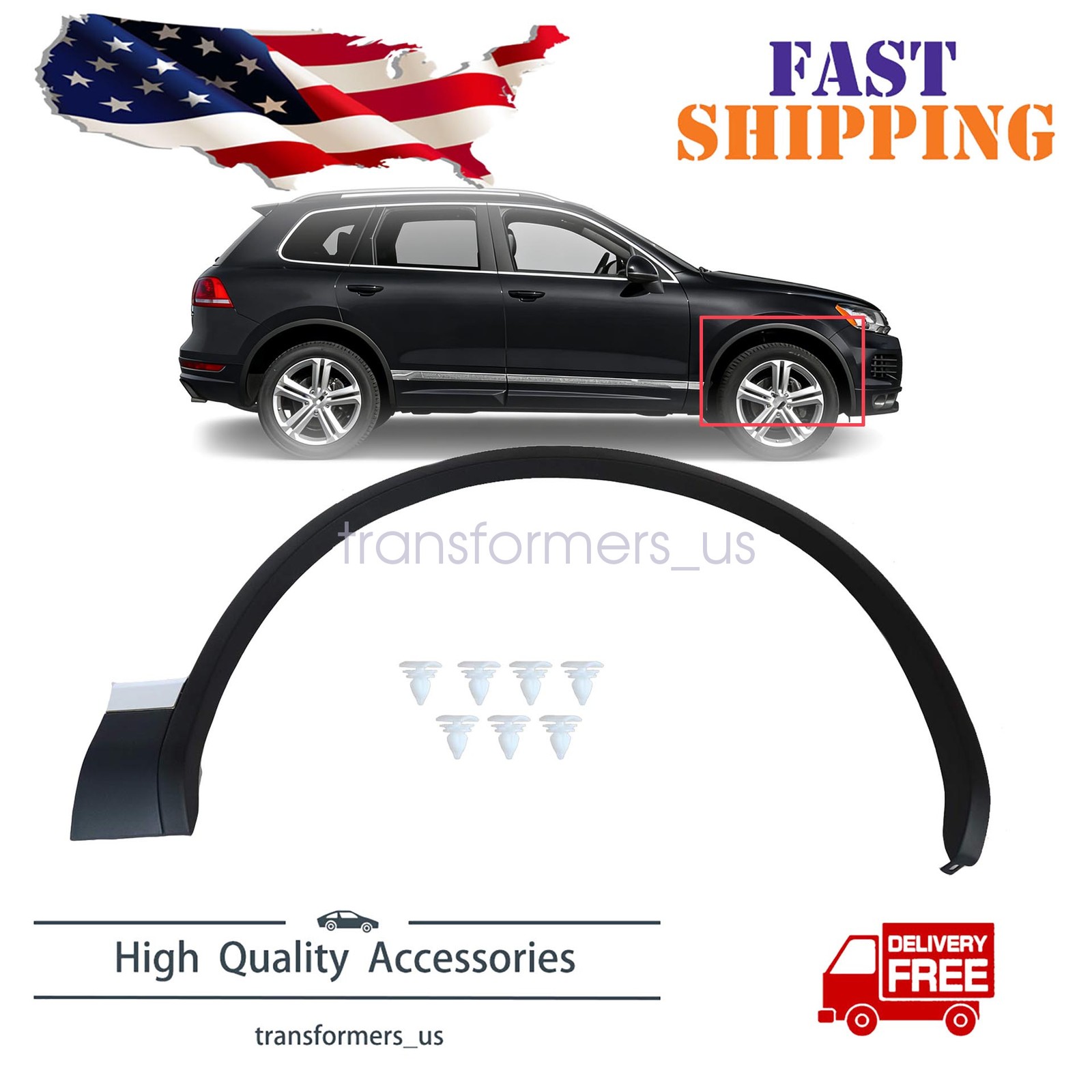 For VW Volkswagen TOUAREG 2011-2014 Front Right wheel fender cover with chrome