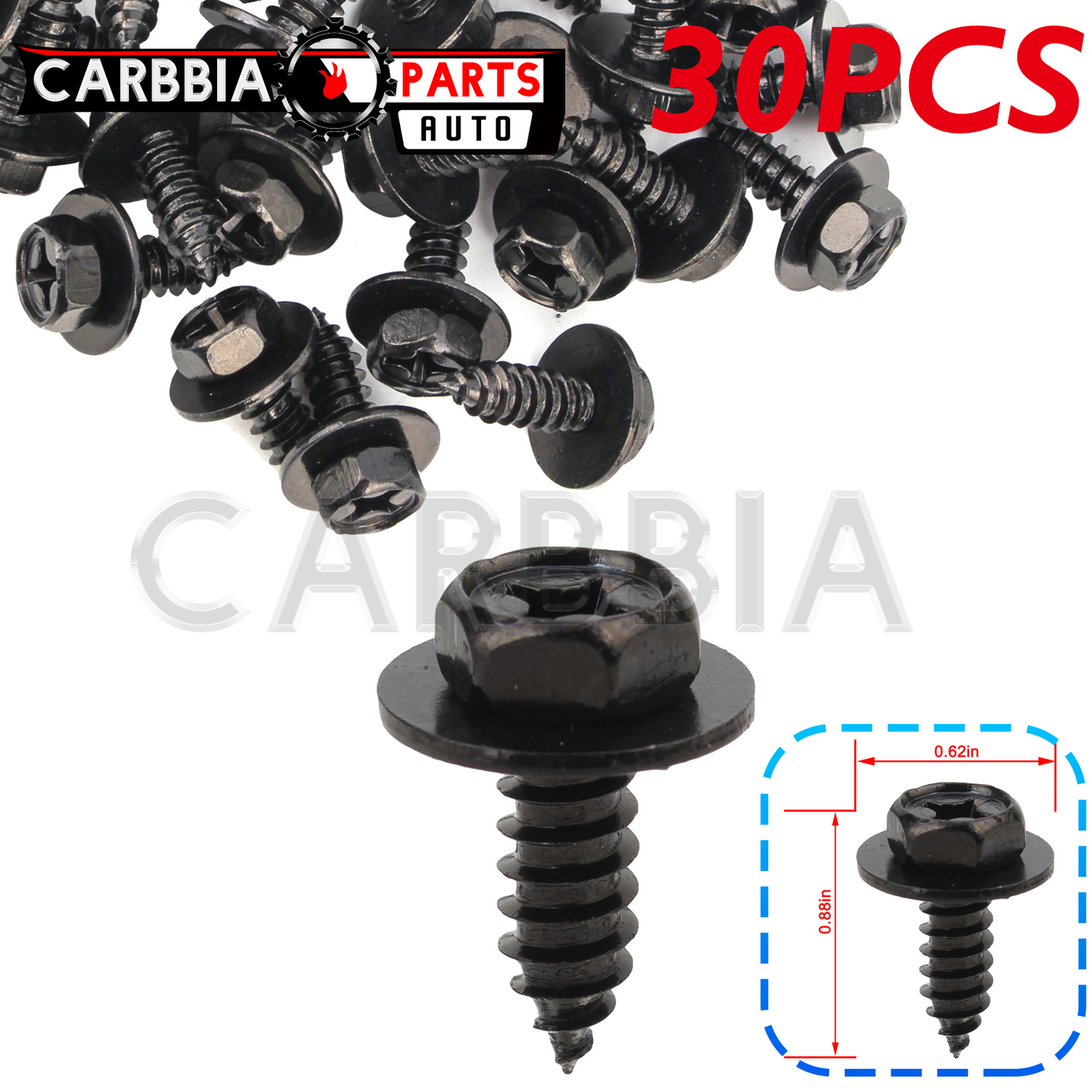 30x 10mm Hex Head Screw with Washer Black Cover Clip 90159-60498 For Toyota