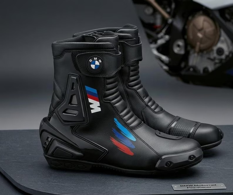 Motorcycle Racing Boots -  BMW Leather Racing Boots - Racing Boots