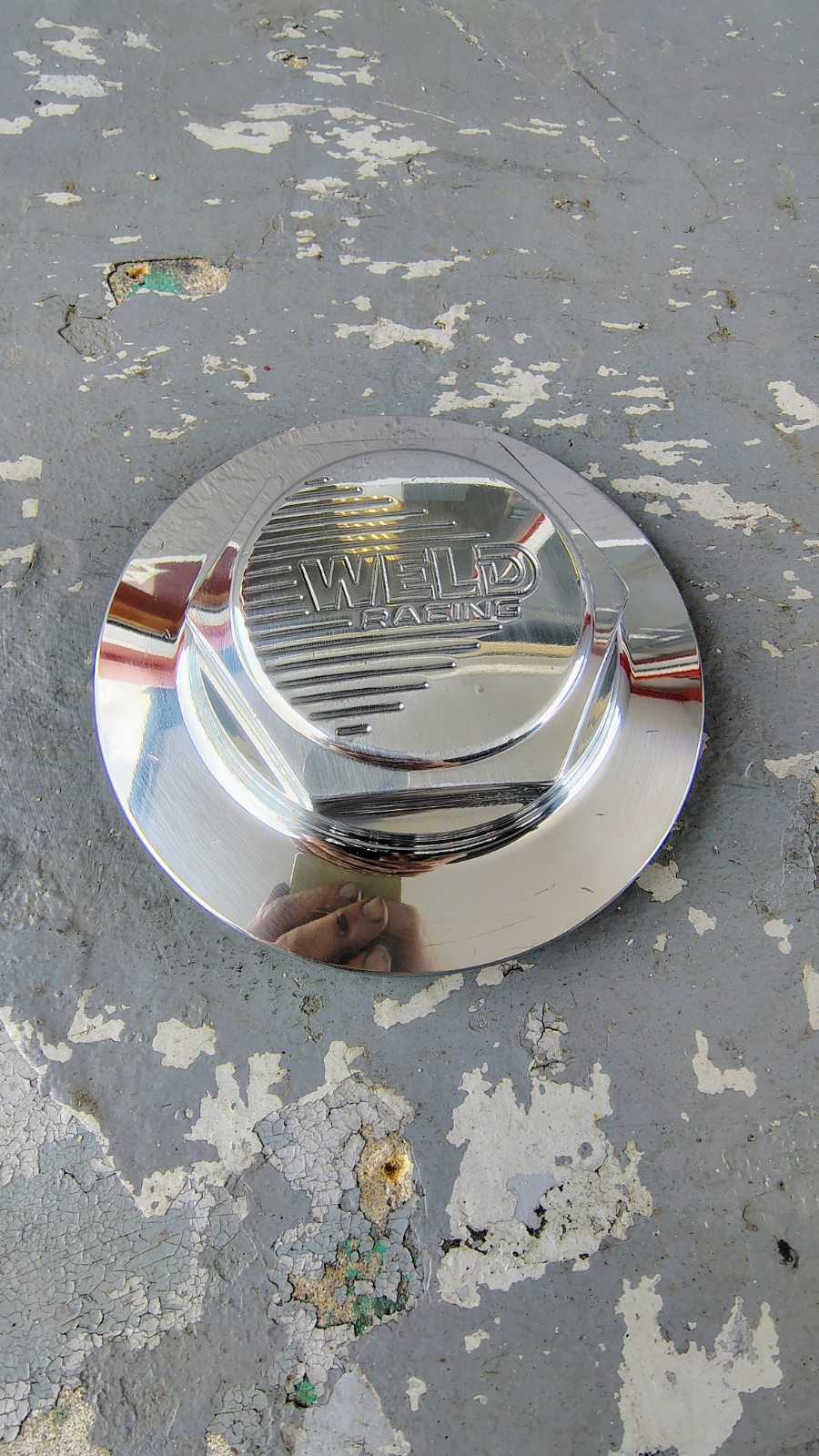Polished 6-3/8”  Weld Racing Short VR Series Threaded Billet Center Cap forged