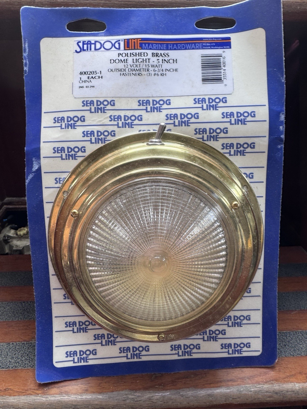 5” Polished Brass Dome Light Sea-Dog 400205-1 .  12V Marine Cabin Light NOS