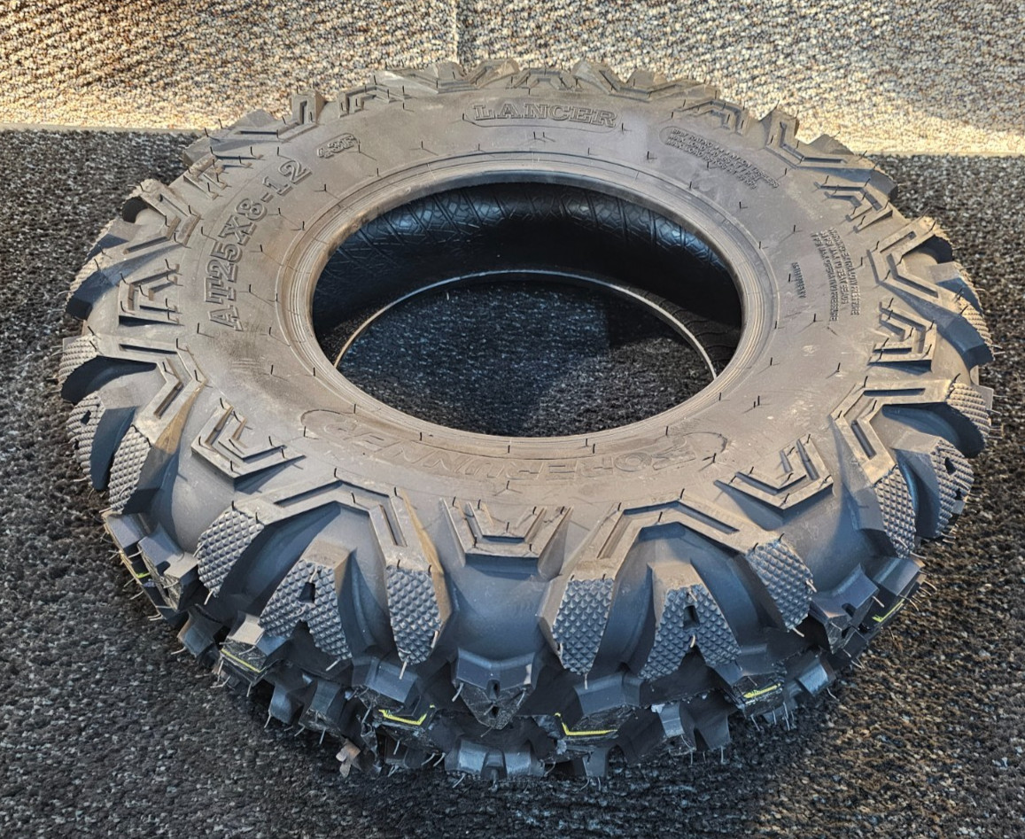 (QTY 2) Forerunner Lancer 25x8-12 43F ATV/UTV Tubeless Tire 6 Ply 340 lbs @ 7psi
