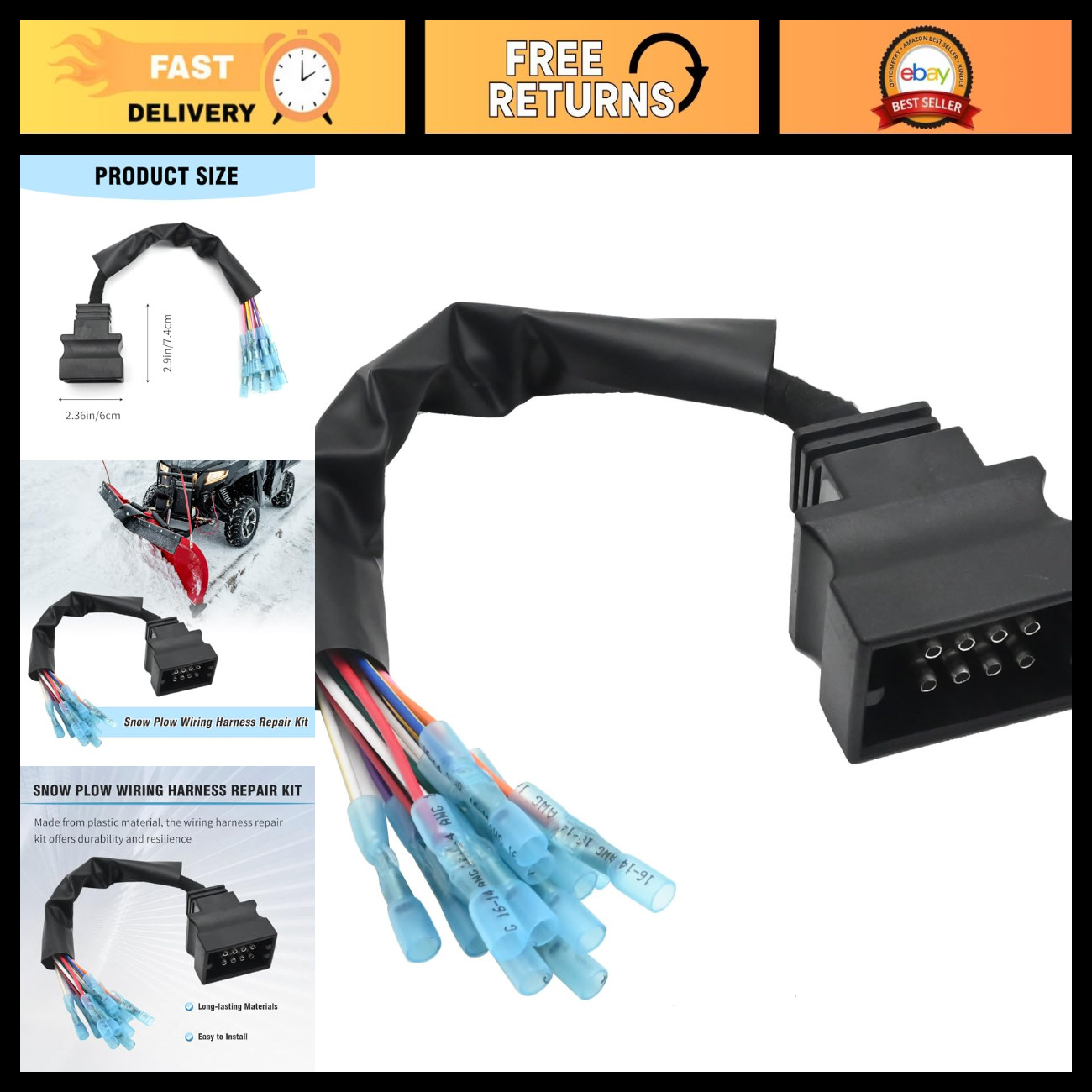 Snow Plow Wiring Harness Repair & Replacement Kit for Boss Blades - Easy Install Snow Plow Wiring Harness Repair & Replacement Kit for Boss Blades - Easy Install